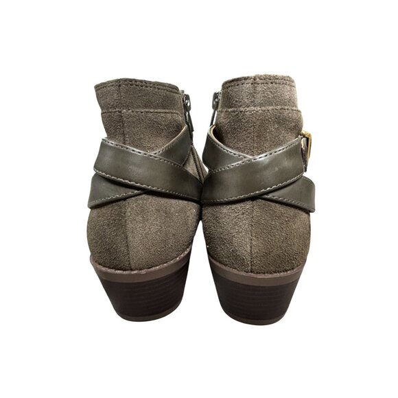 Vionic Womens Farrah Suede Ankle Boots Olive Size 8.5W With Side Zipper & Buckle - Picture 7 of 12